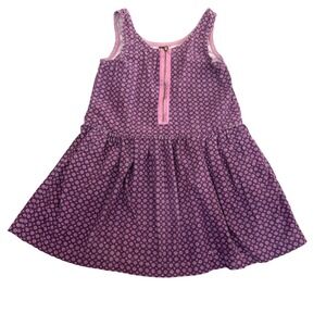 Tea Collection Corduroy Dress Jumper Girls Sz 6 Geometric Print Zip Front Purple